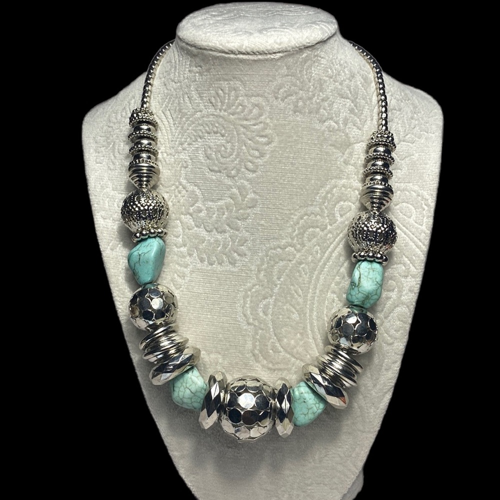Mixit Statement Fashion Jewelry Turquoise and Silver Necklaces